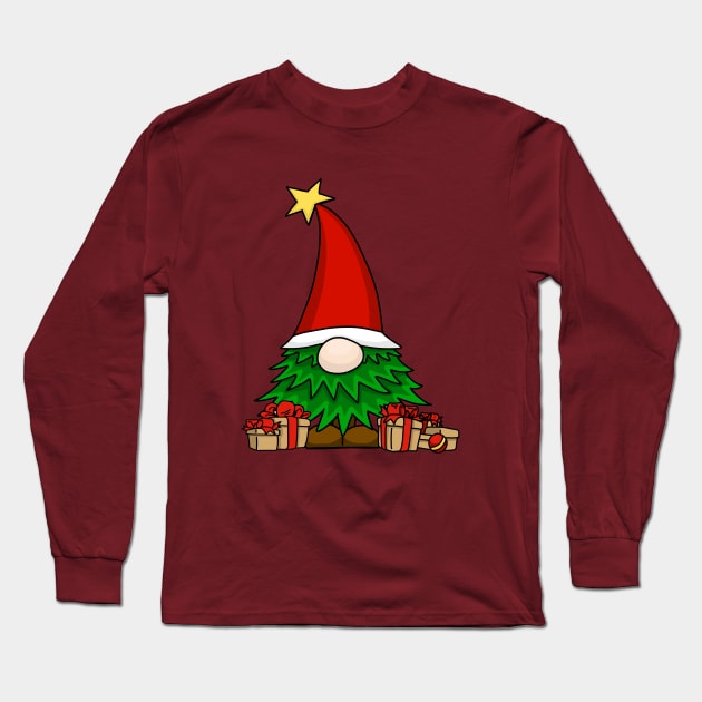 Christmas Gnome Long Sleeve T-Shirt by The Periodic Table Dancer 